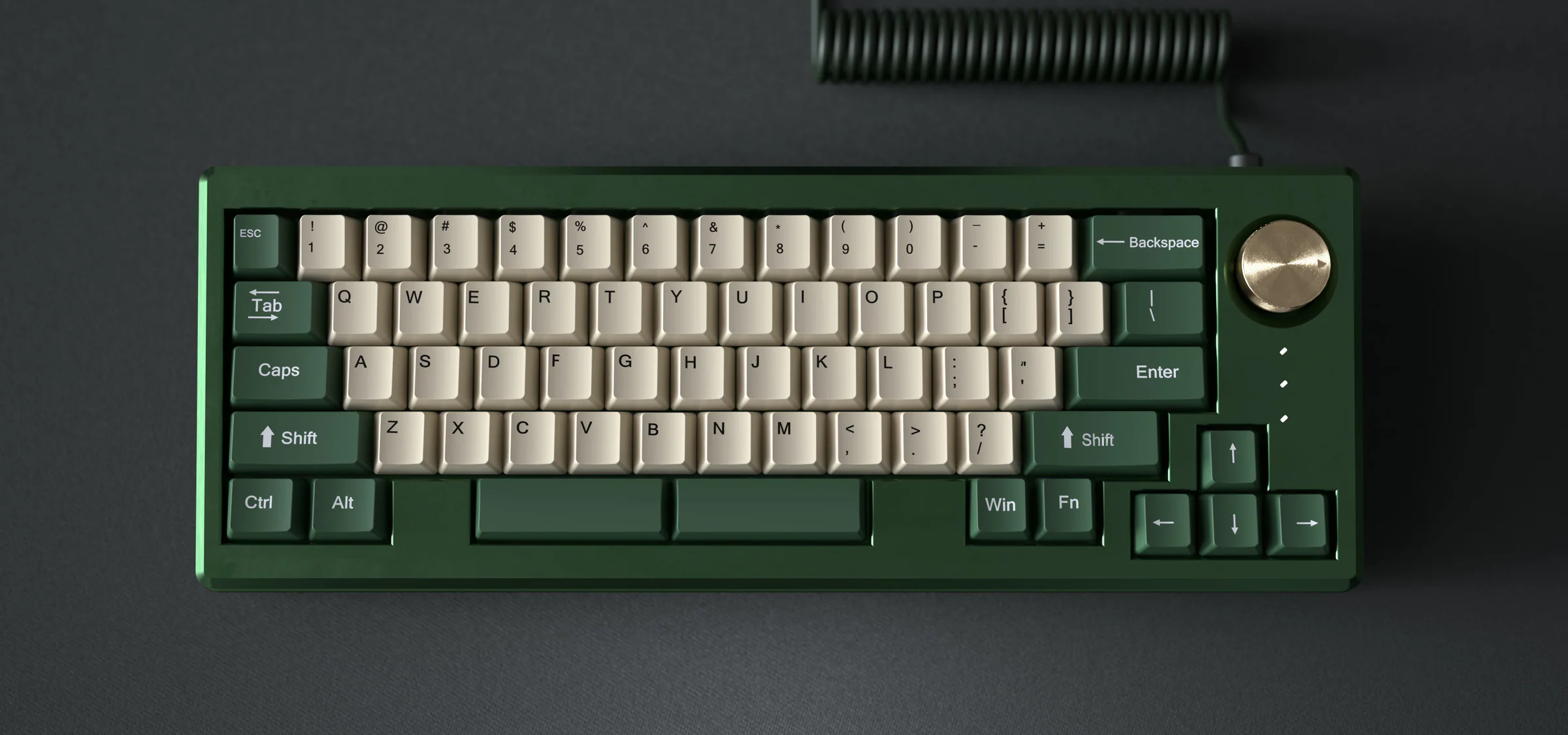 Synapse top view render, forest green with cream keycaps